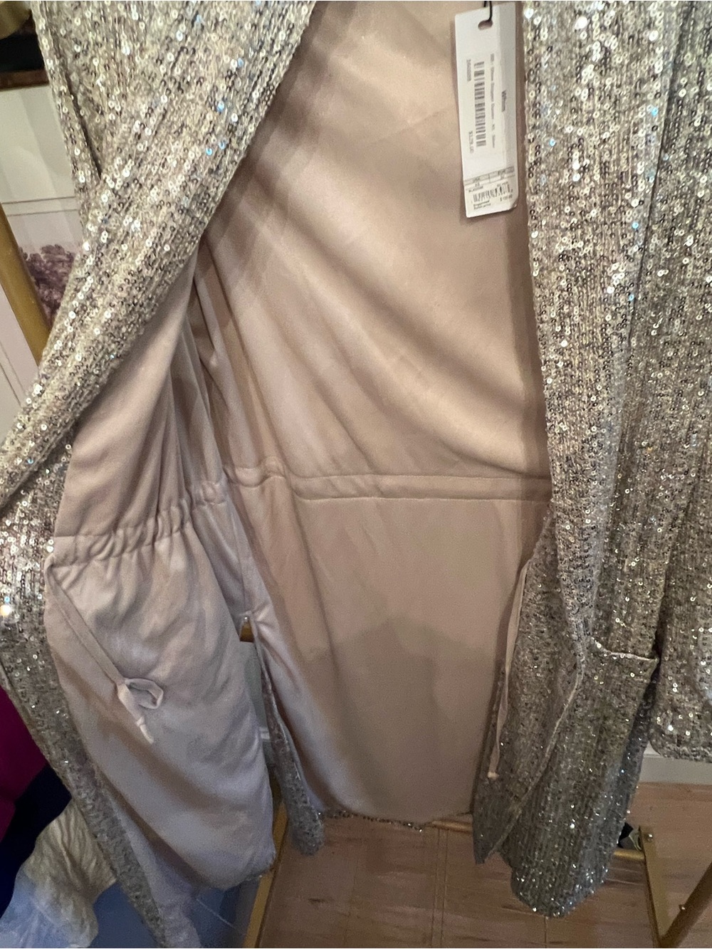 Steve Madden Silver Sequin Duster Robe NWT - Picture 5 of 7